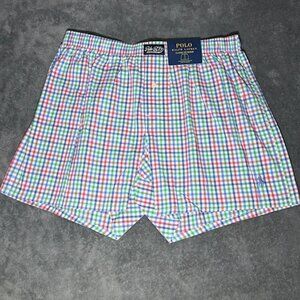 NWT Polo Ralph Lauren Classic Fit Boxer Shorts Plaid Blue Red Green Mens Large